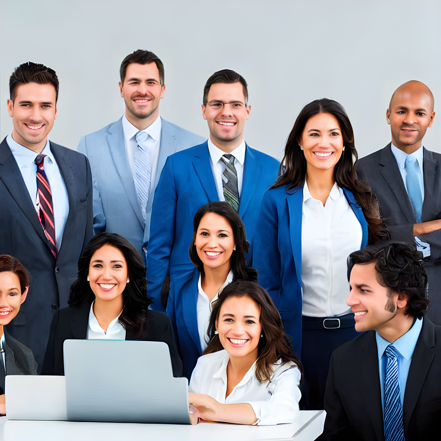 illustrate a 4 groups of color-coded employees in an business setting