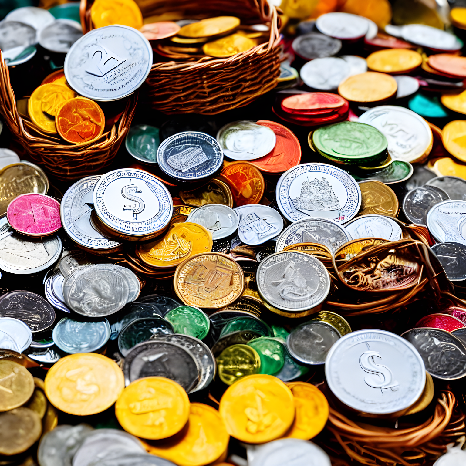 Illustrate a basket filled with stablecoins