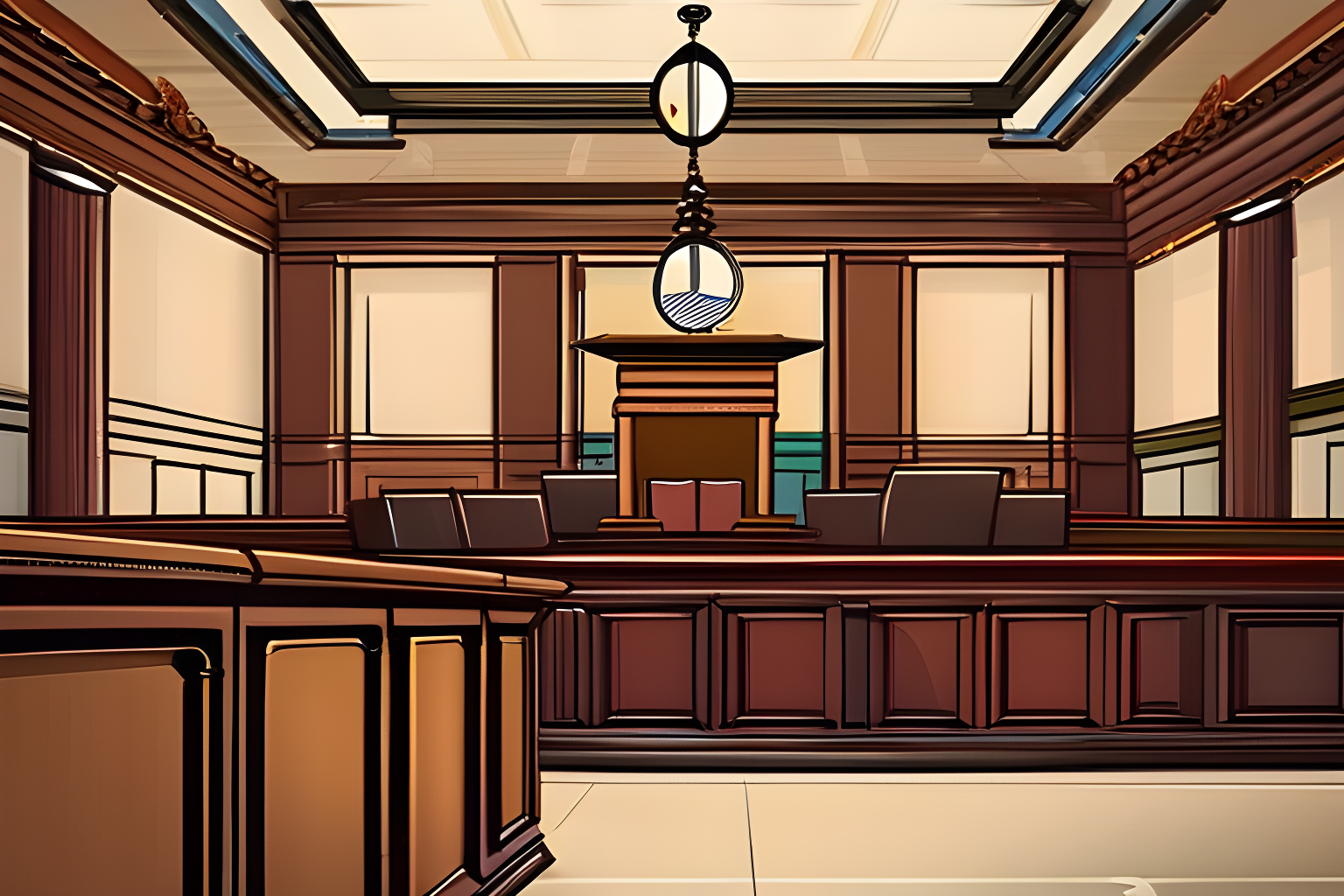 Illustrate a courtroom