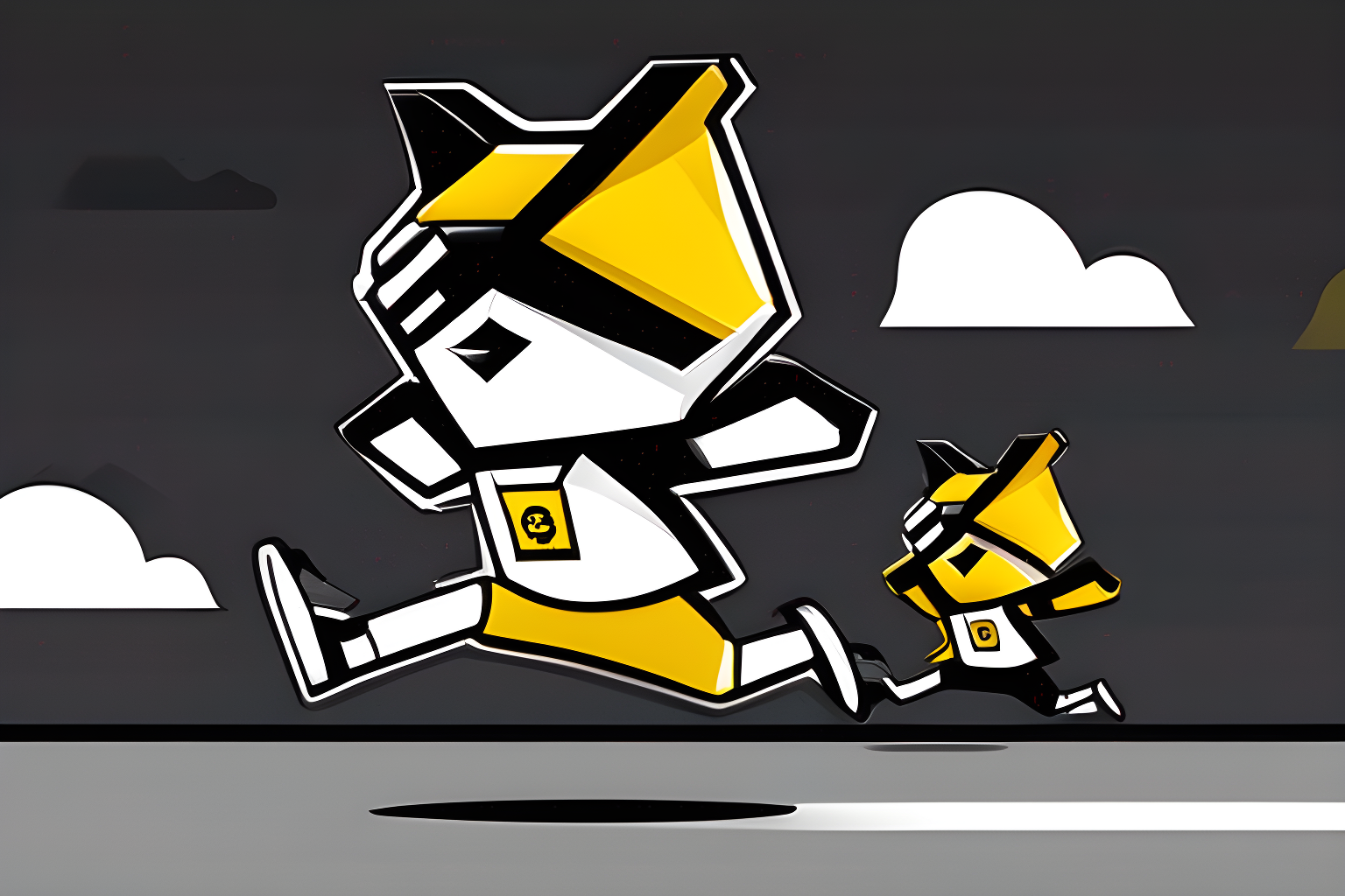 Illustrate a mascot for binance being chased