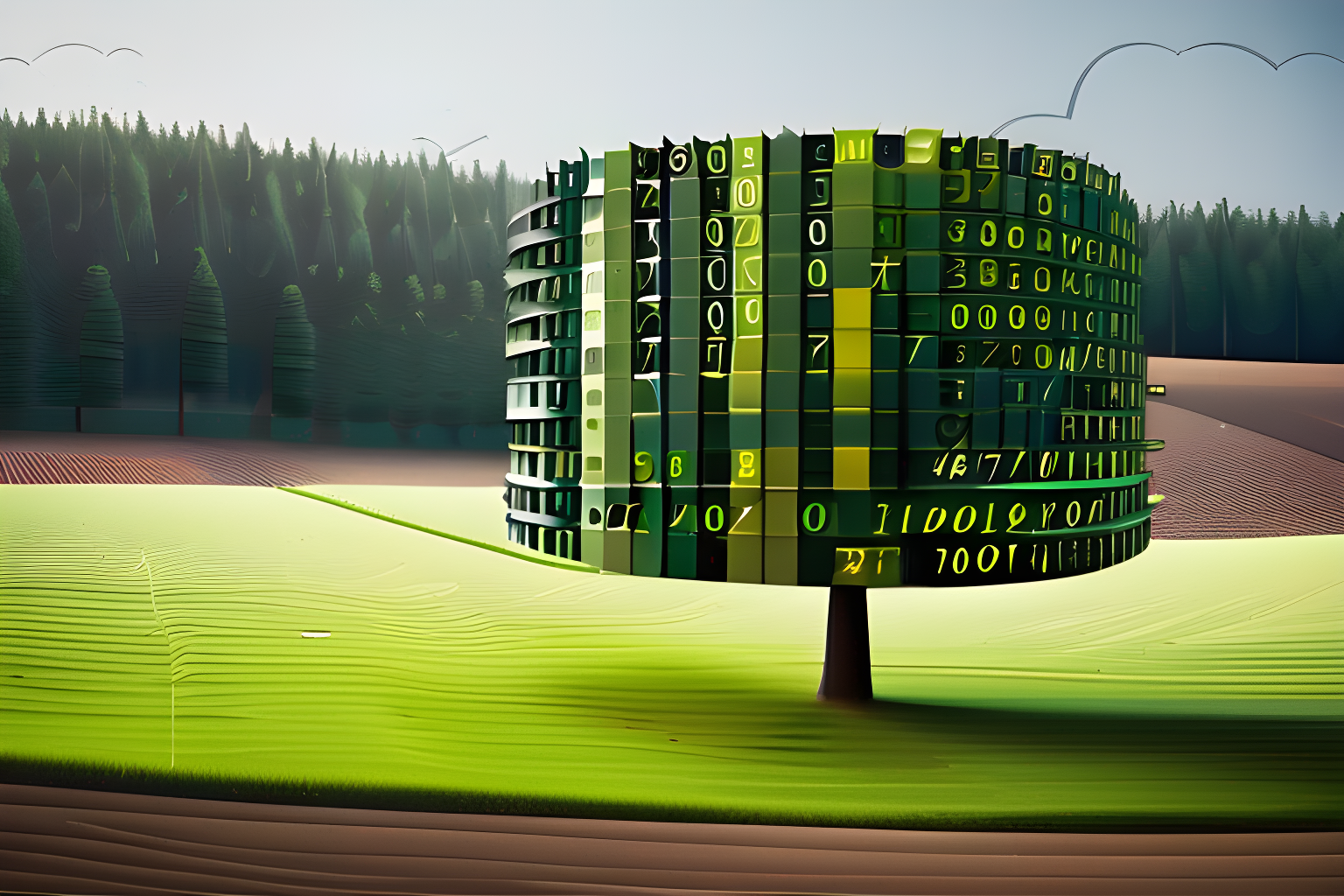 Illustrate a tree made of binary notations (1s and 0s)