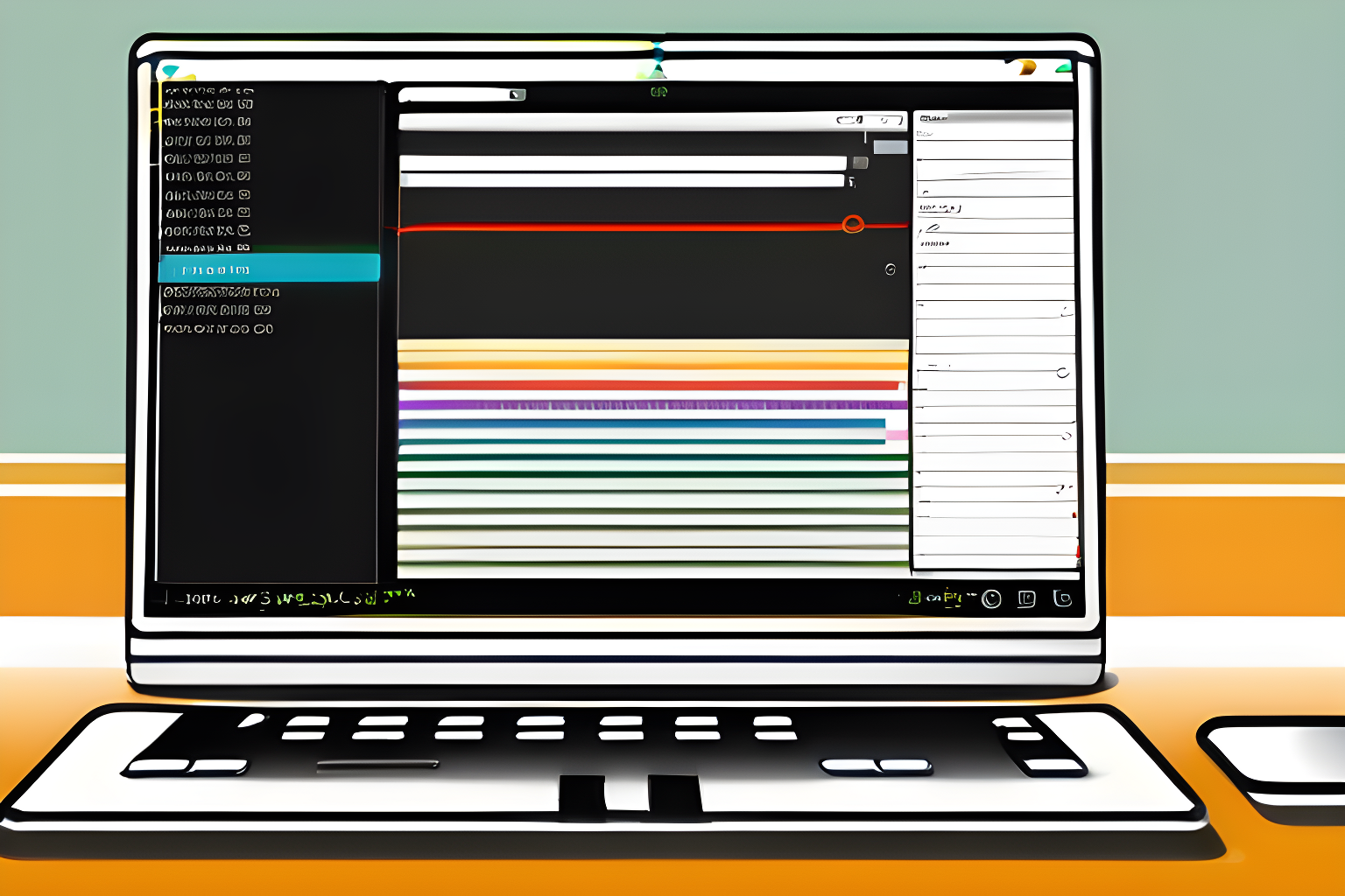 Illustrate Lines of code on a desktop computer