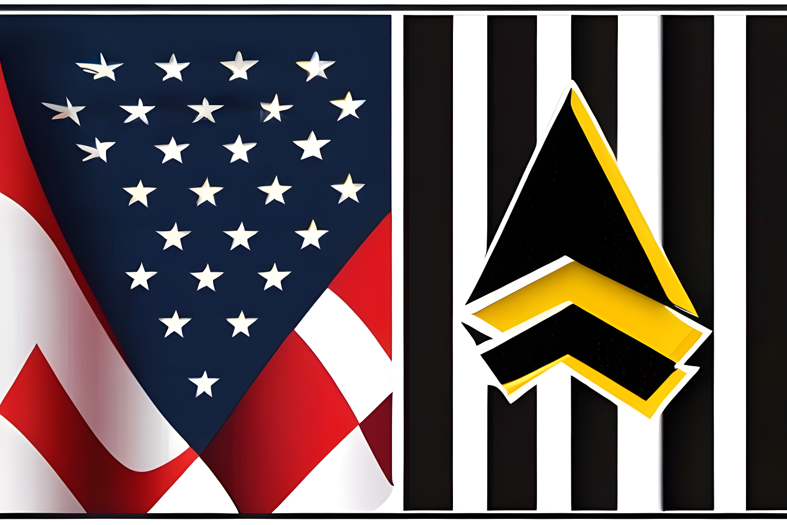 Illustrate the binance logo side-by-side the U.S. flag