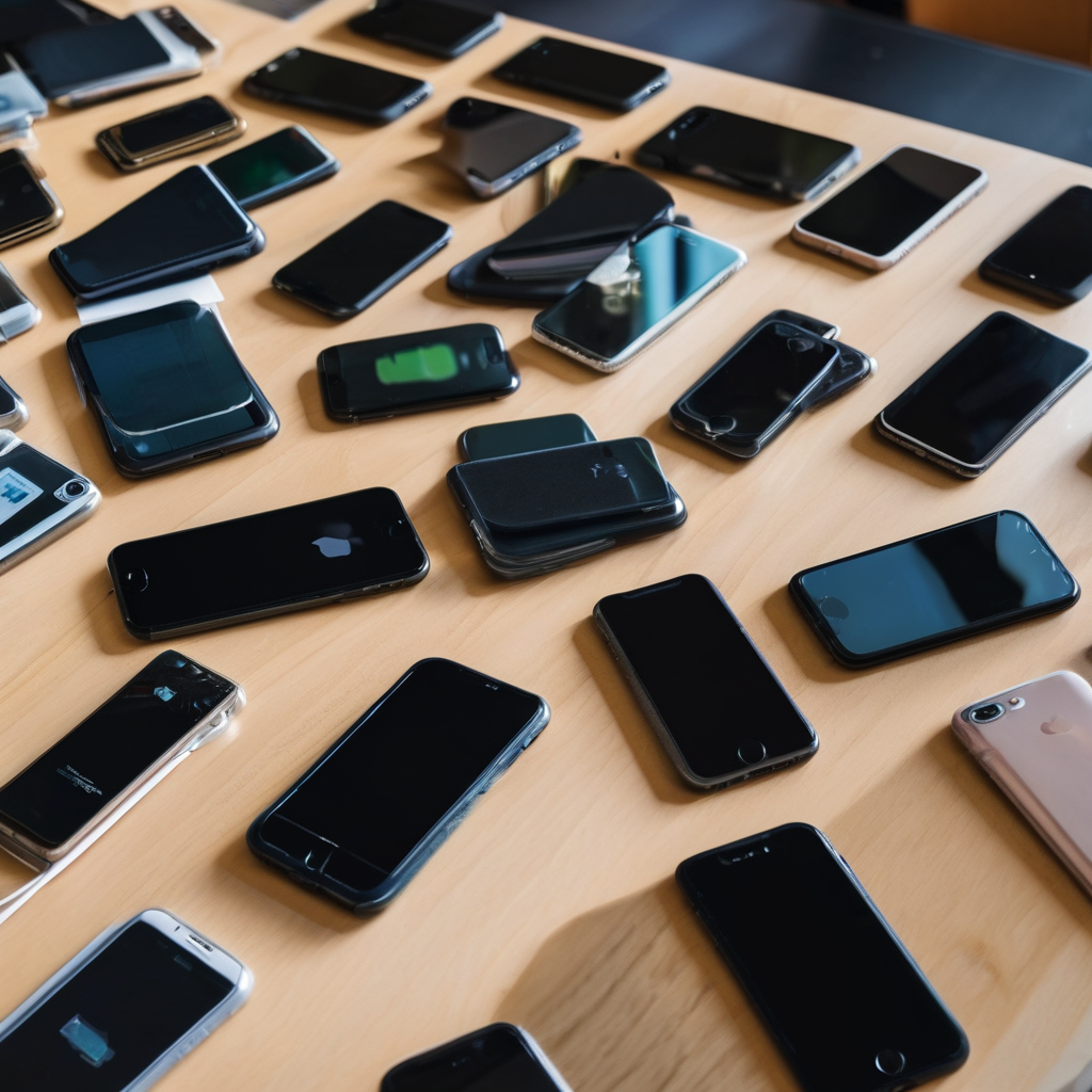 Iphones displayed as evidence in a court