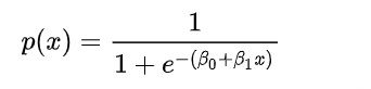 logistic regression using one variable x - the exponent is the 'score'