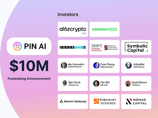 PIN AI Secures $10M From a16z CSX, Hack VC And All-Star Angels