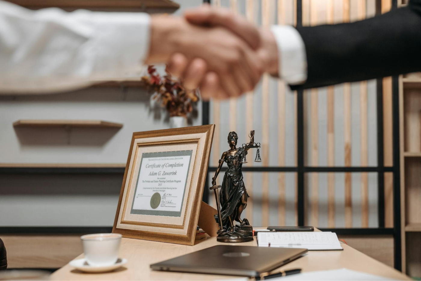 Two businessmen sharing a handshake