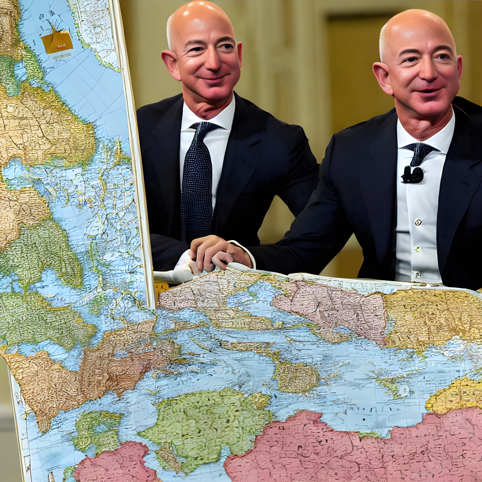 jeff bezos looking at the map of latin america and exclaiming about its potential