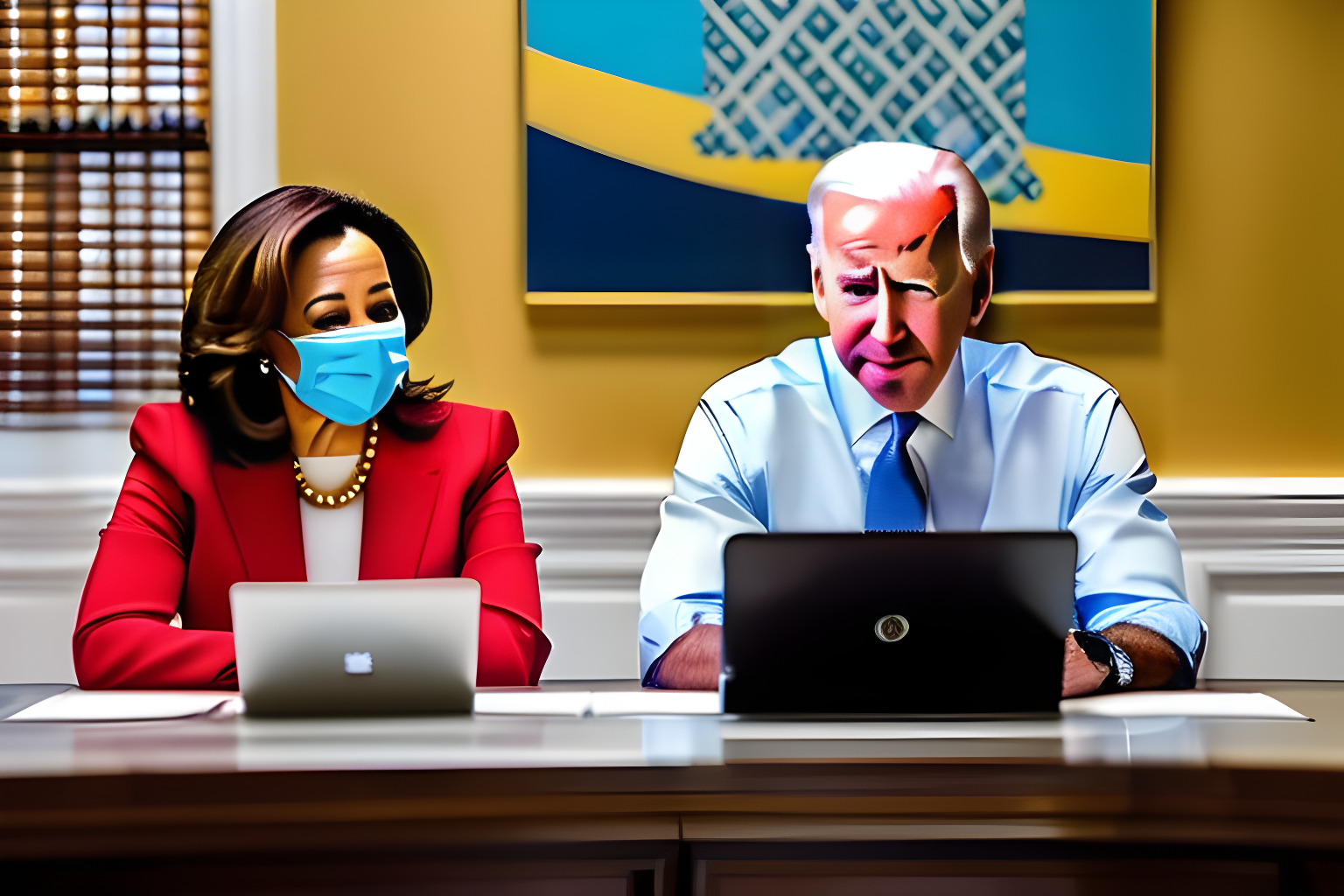 Joe biden and kamala harris browsing the internet