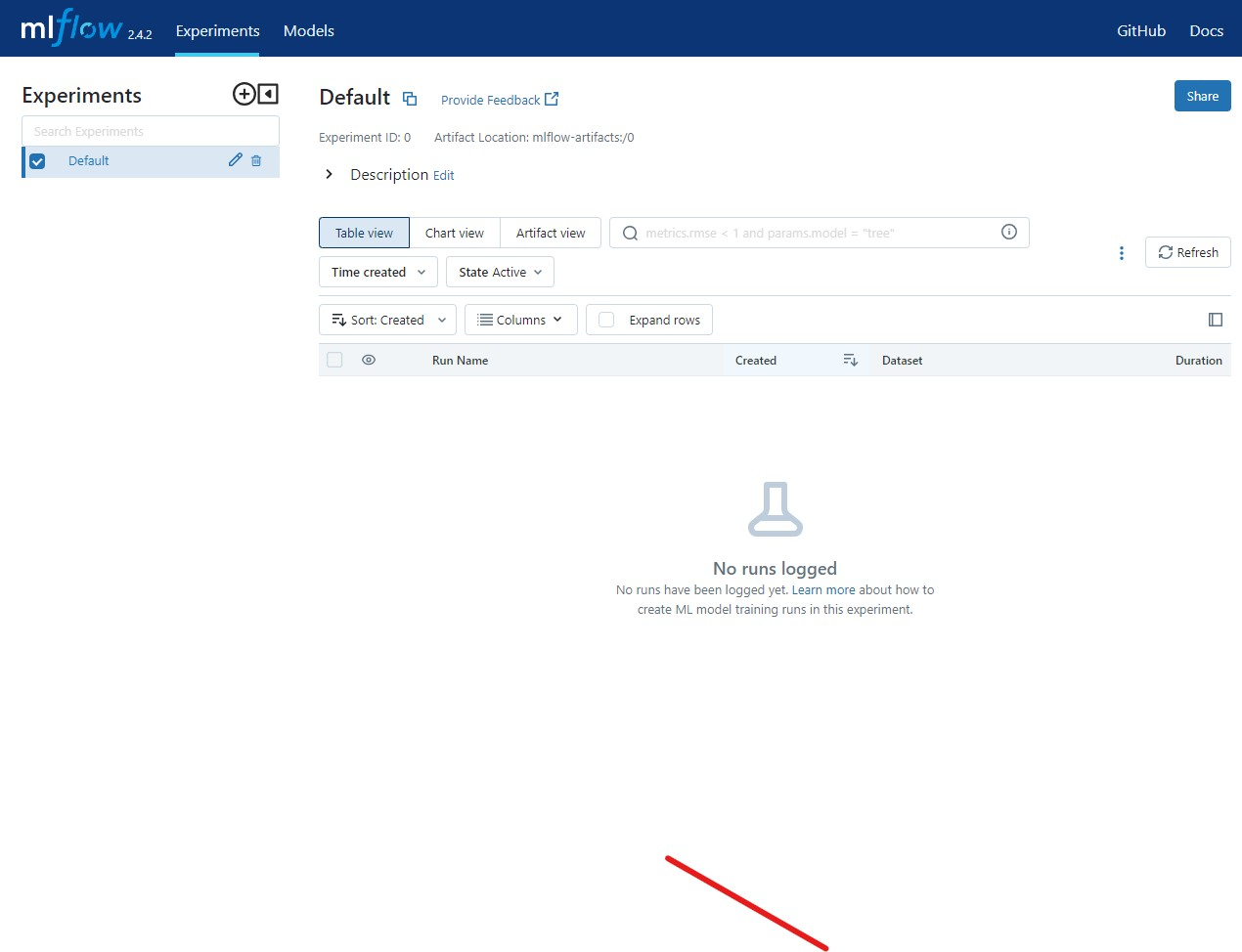Starting the MLflow UI