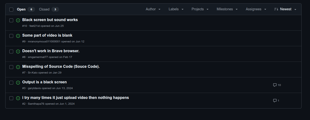 Users signed up for github to report bugs