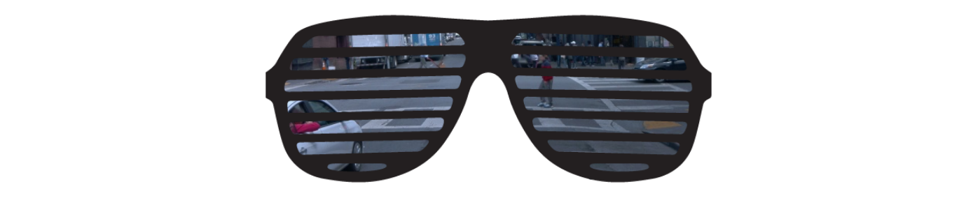 Shutter glasses view of the street