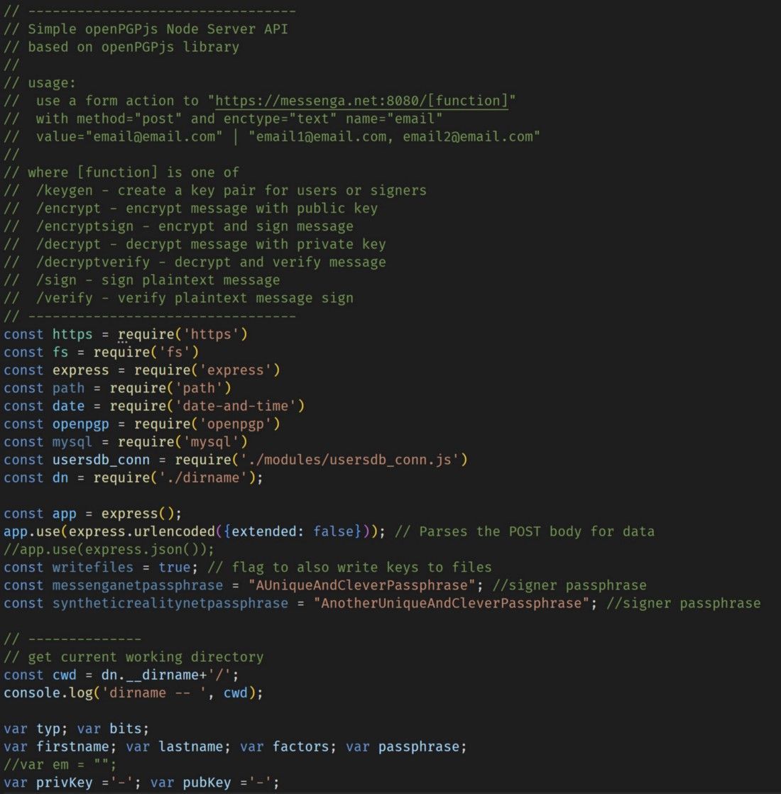 A Nodejs Tutorial: OpenPGP Crypto Functions on a Node API Server |  HackerNoon