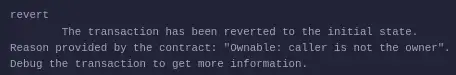 Revert error using Ownable