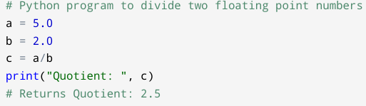 Python program to divide two floating point numbers
