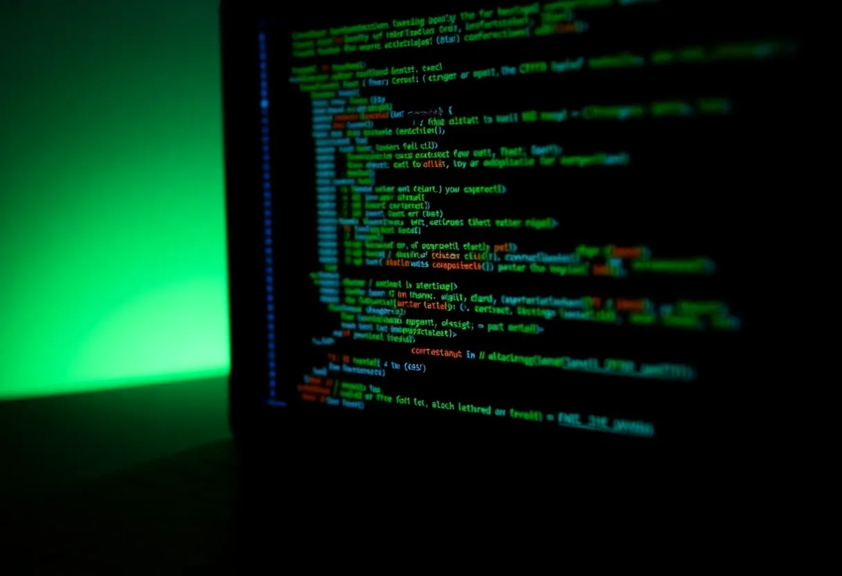 laptop screen displaying code
