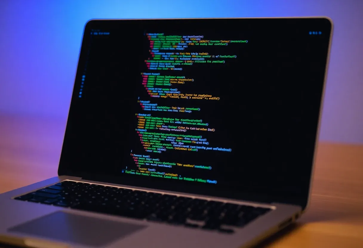 laptop screen displaying code