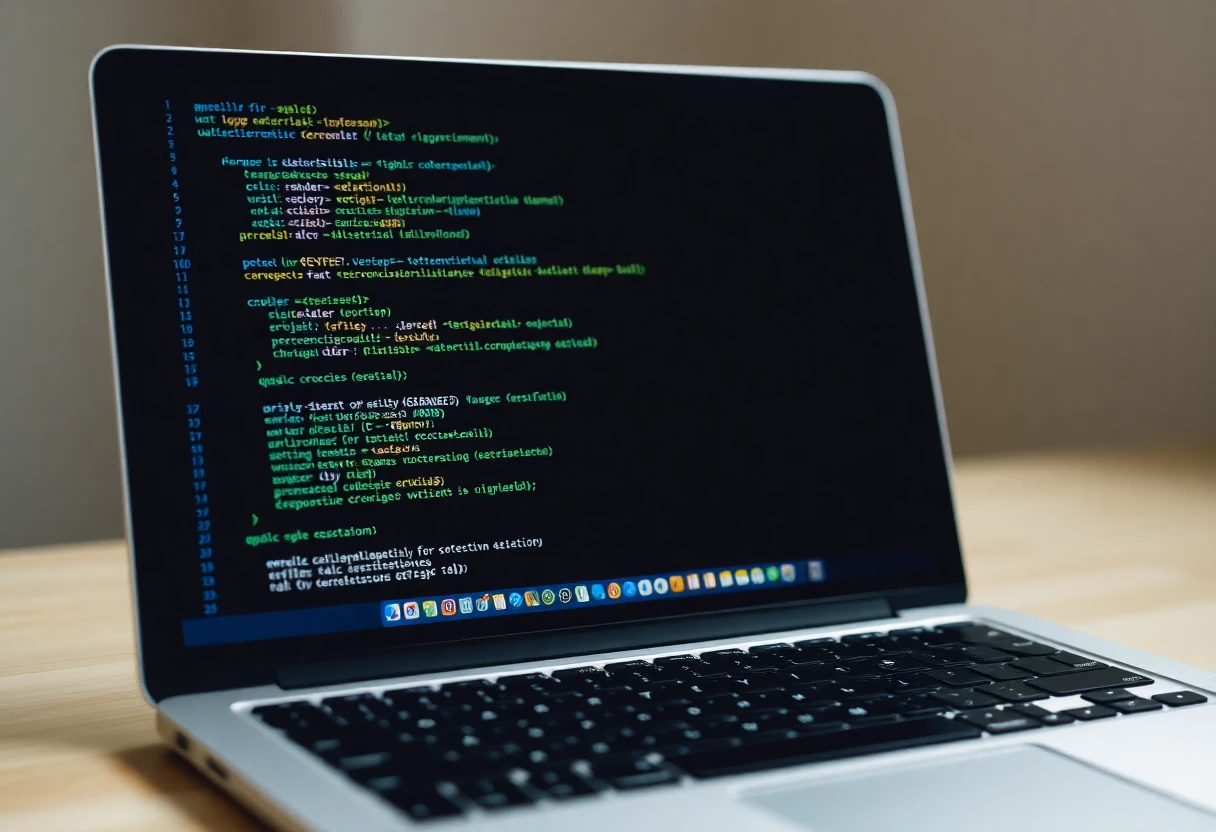 laptop screen displaying code
