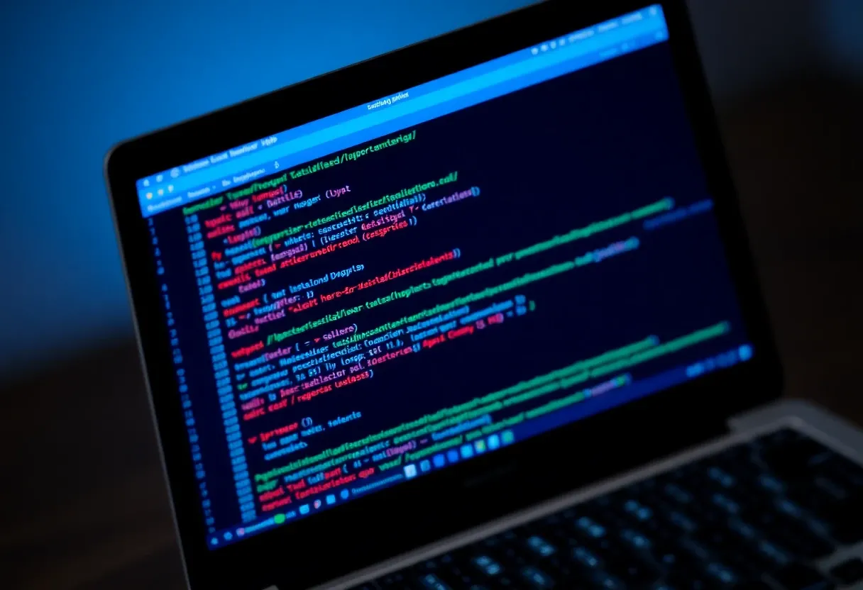 laptop screen displaying code