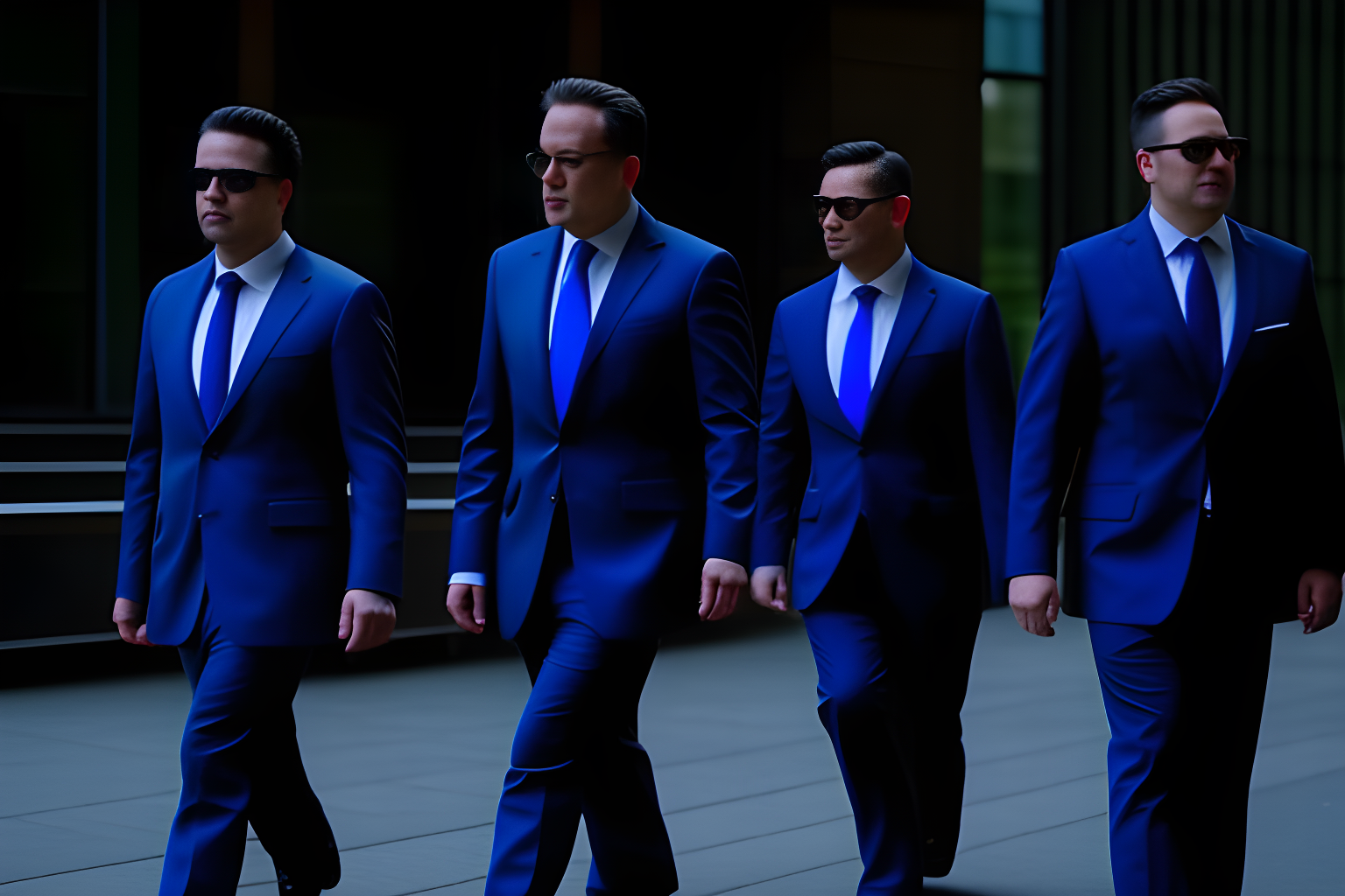 lawyers in suits walking in slow motion
