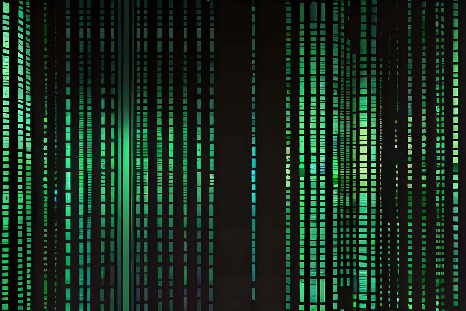 lines of code floating vertically in the style of the movie The Matrix