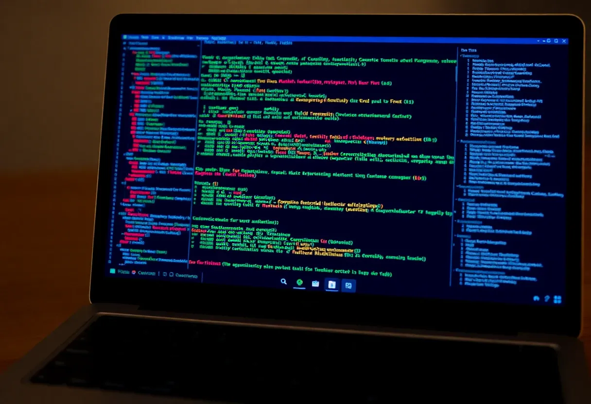 lines of code on a laptop screen