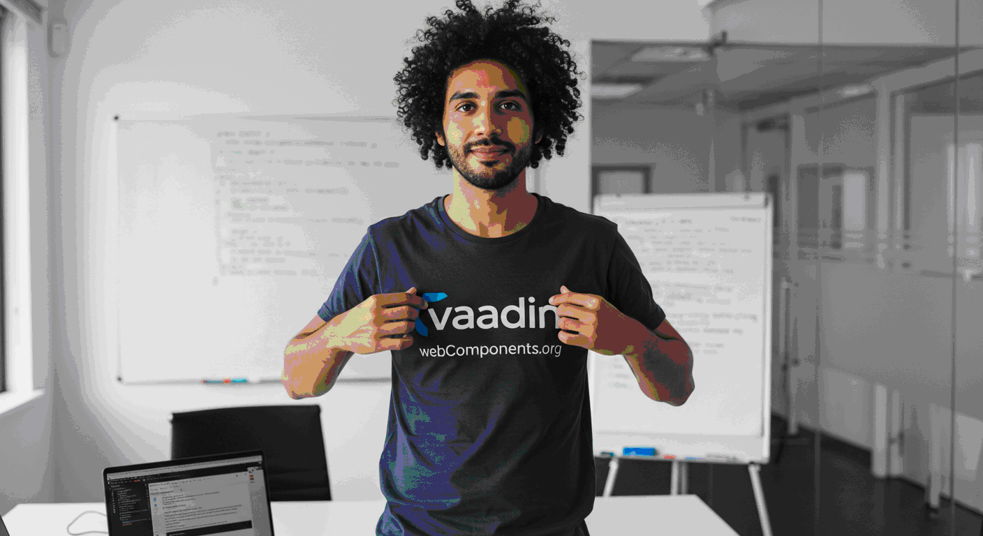Paolo wears the company's colors because, even forthird-party components, he can count on Vaadin.
