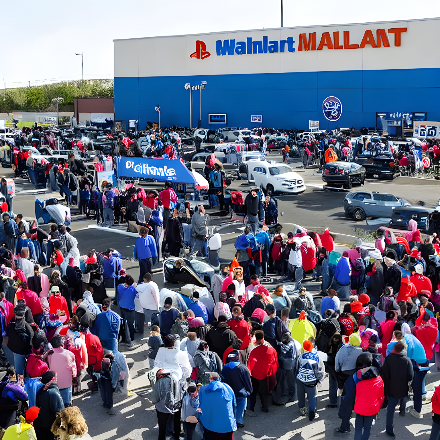 masses lined outside walmart to buy the playstation 5