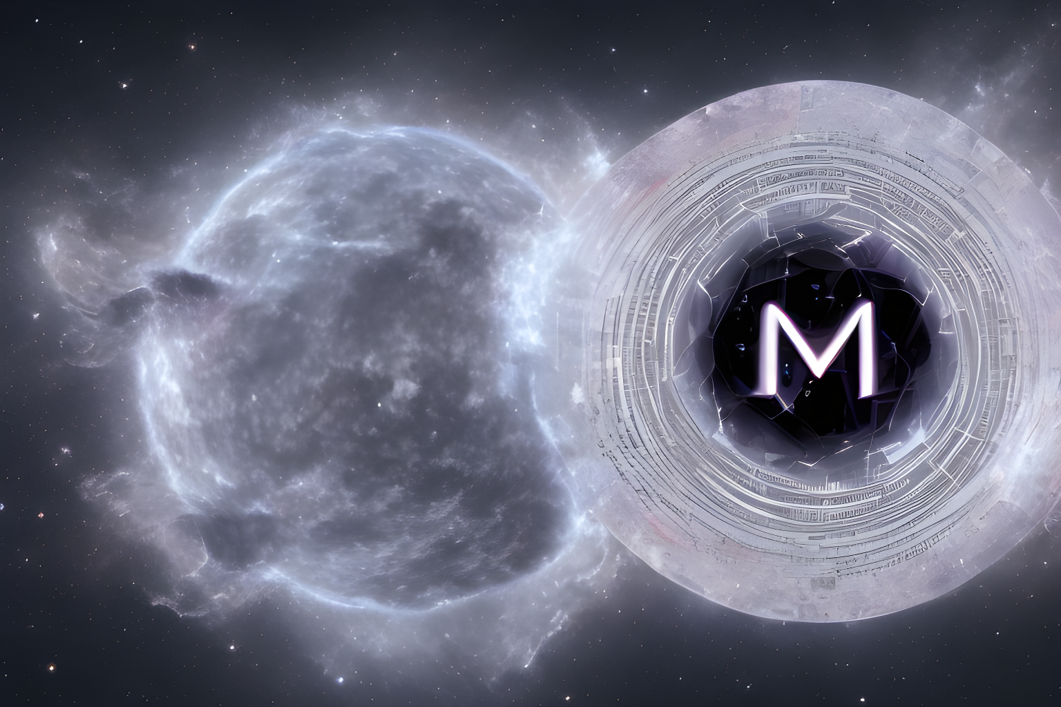 mdjrny-v4 style a crypto coin on a universe background