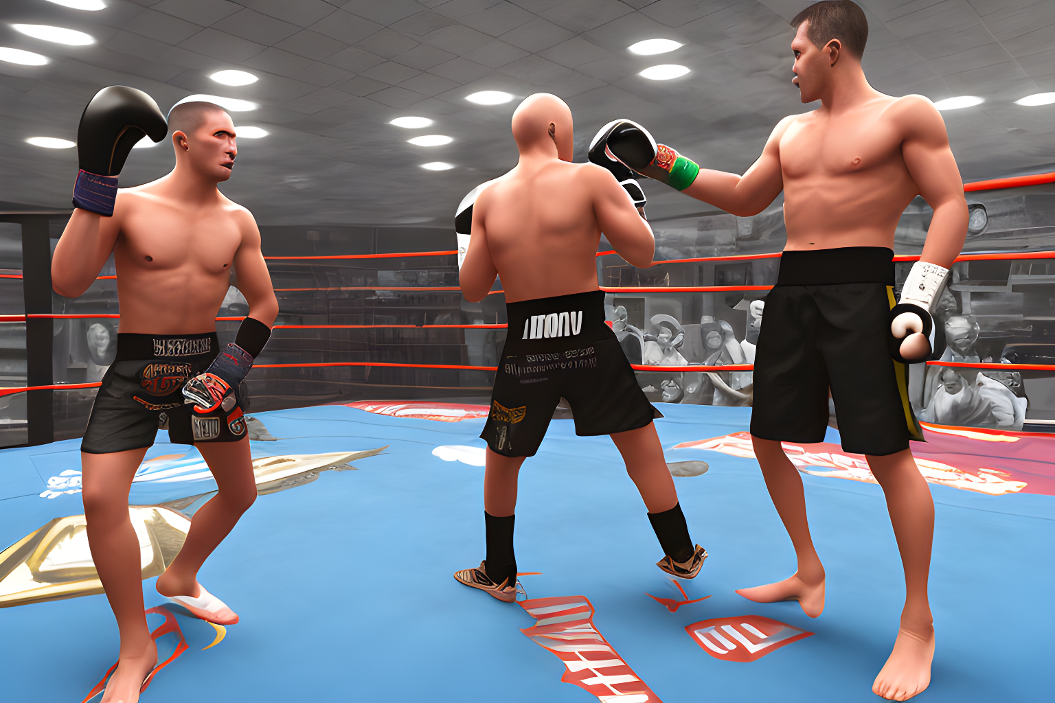 mdjrny-v4 style mma fighters in the boxing ring