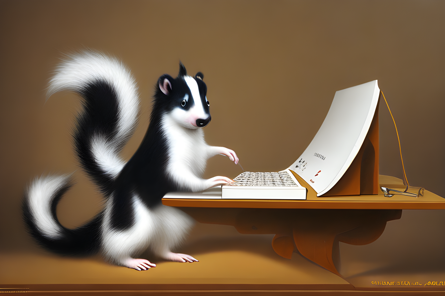 mdjrny-v4 style yet another skunk smelling a stink keyboard