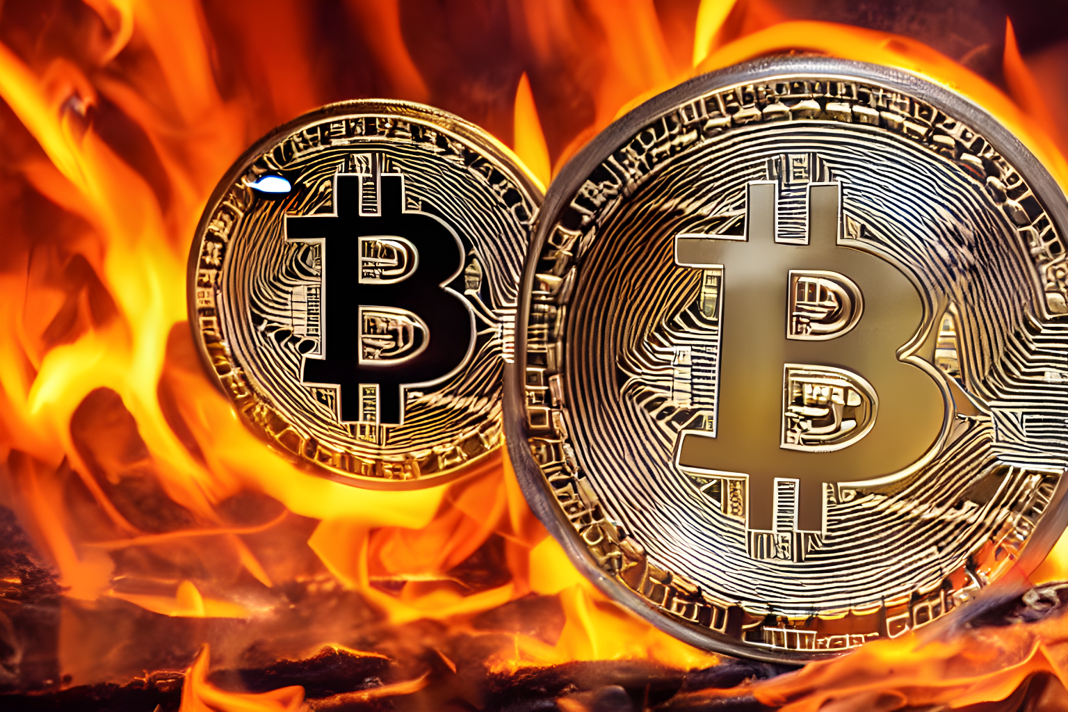 melting crypto coin in a fire