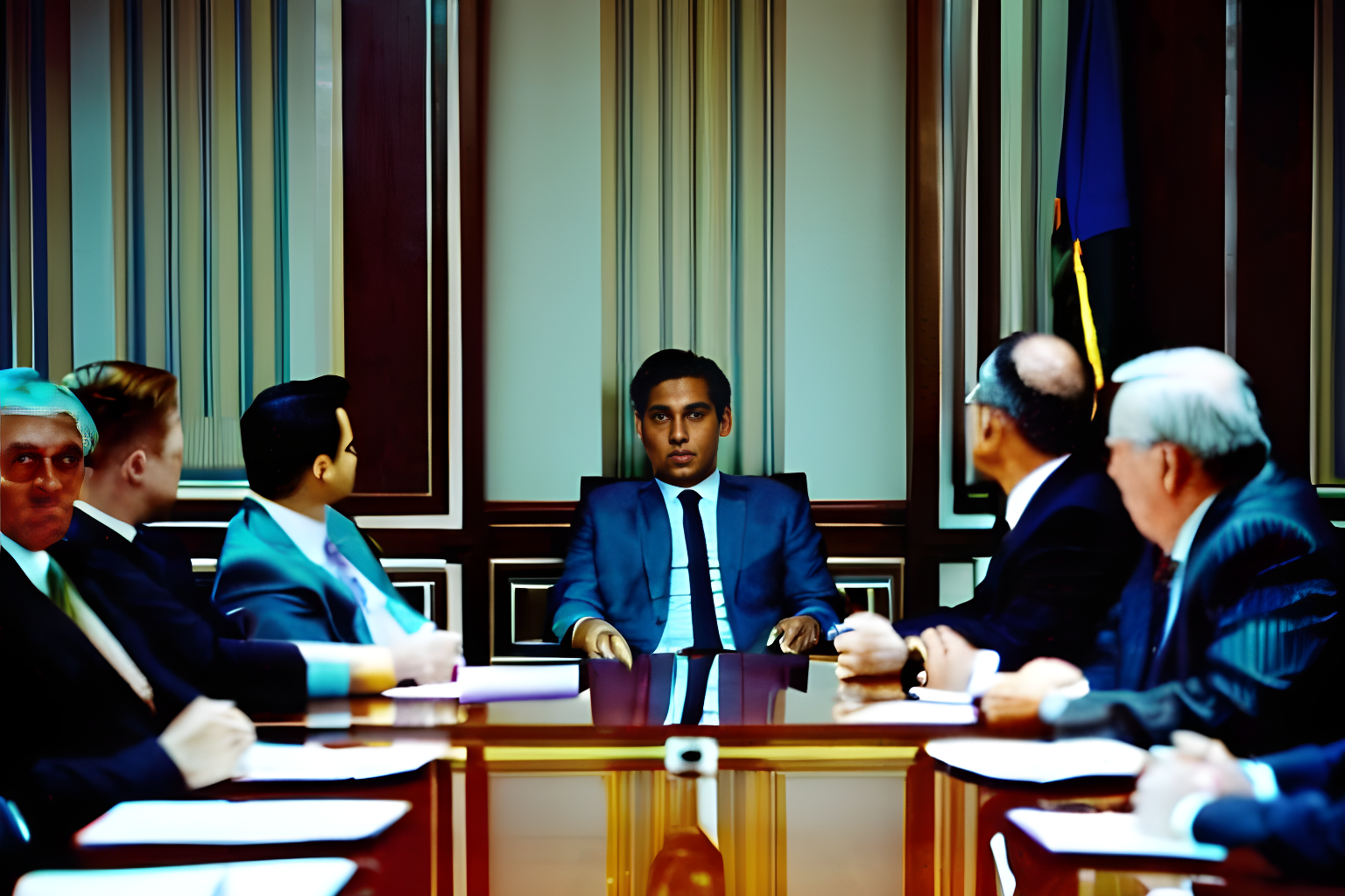 men in suits sitting in a conference room