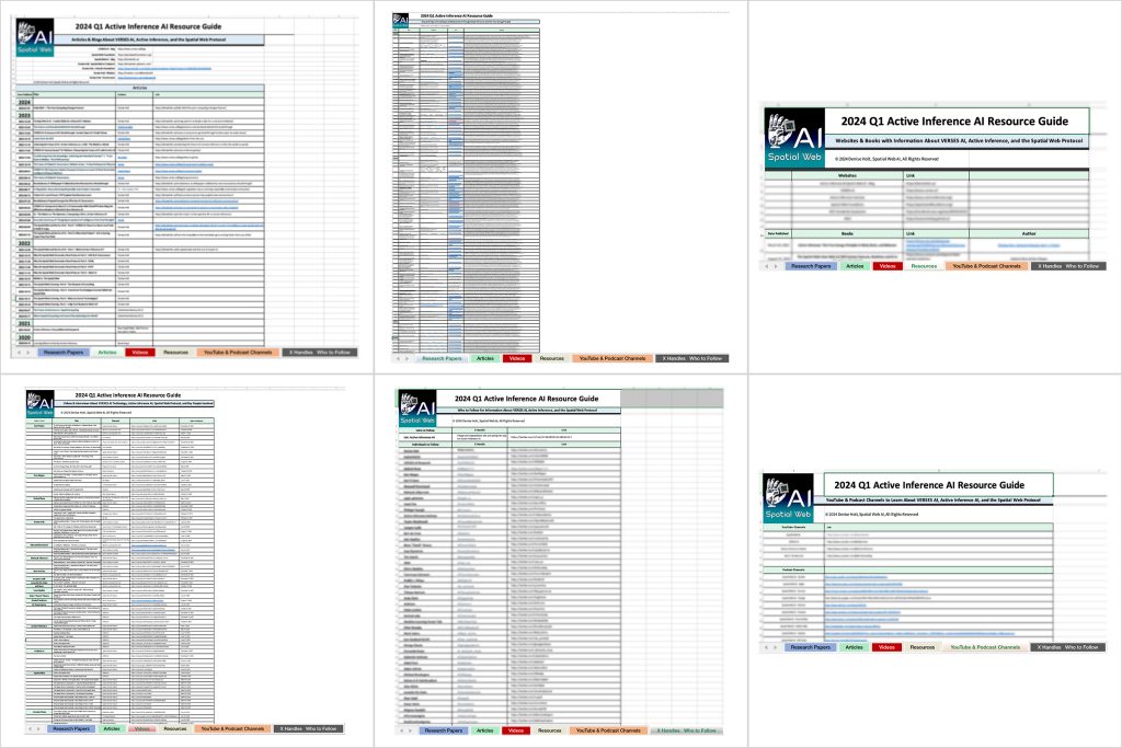 Screenshots of the six resource guide Excel sheet tabs