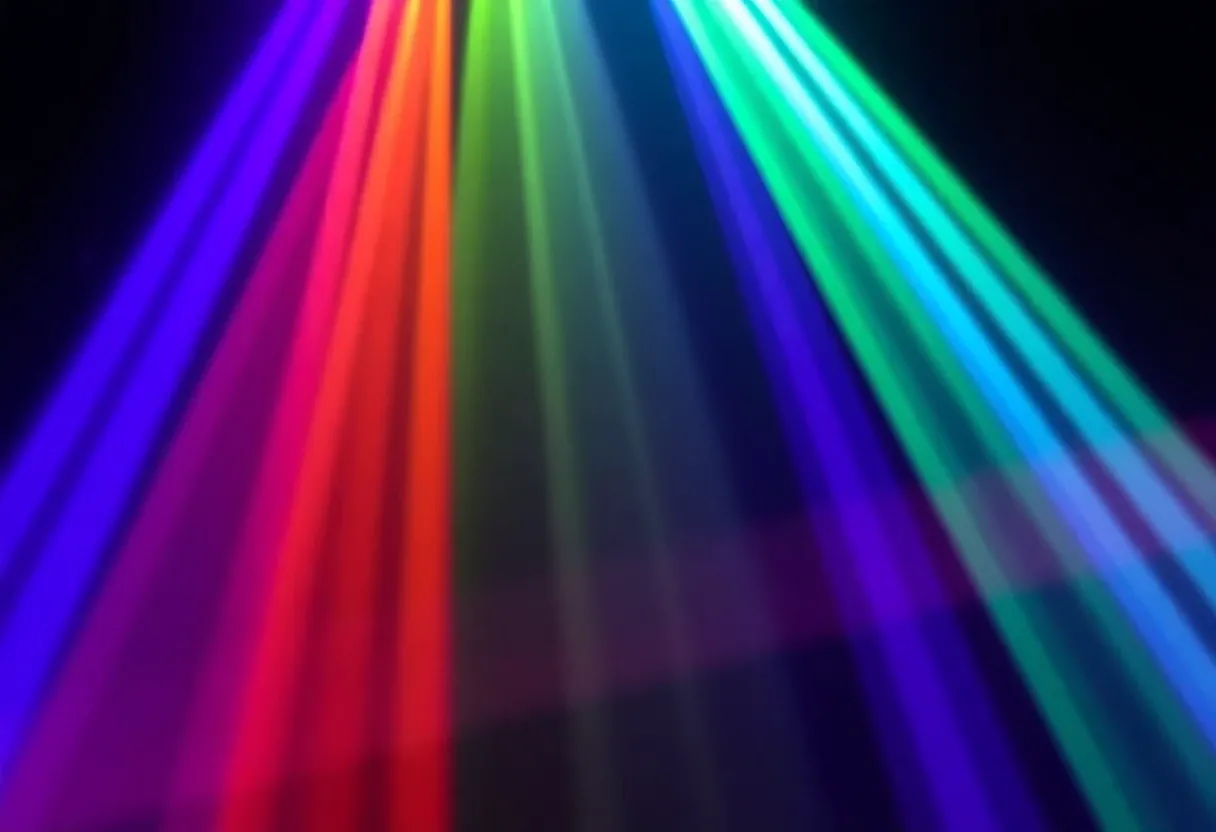 multiple color beams coming together colorful