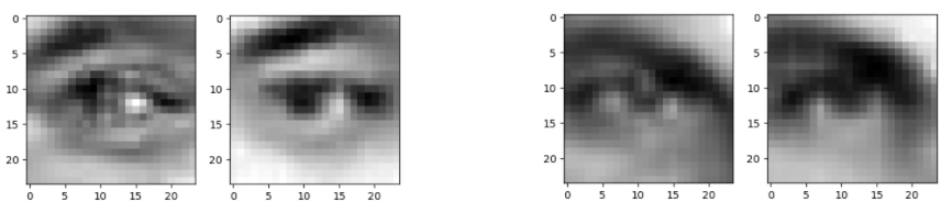 Two examples of an original image and an image reconstructed by VAE