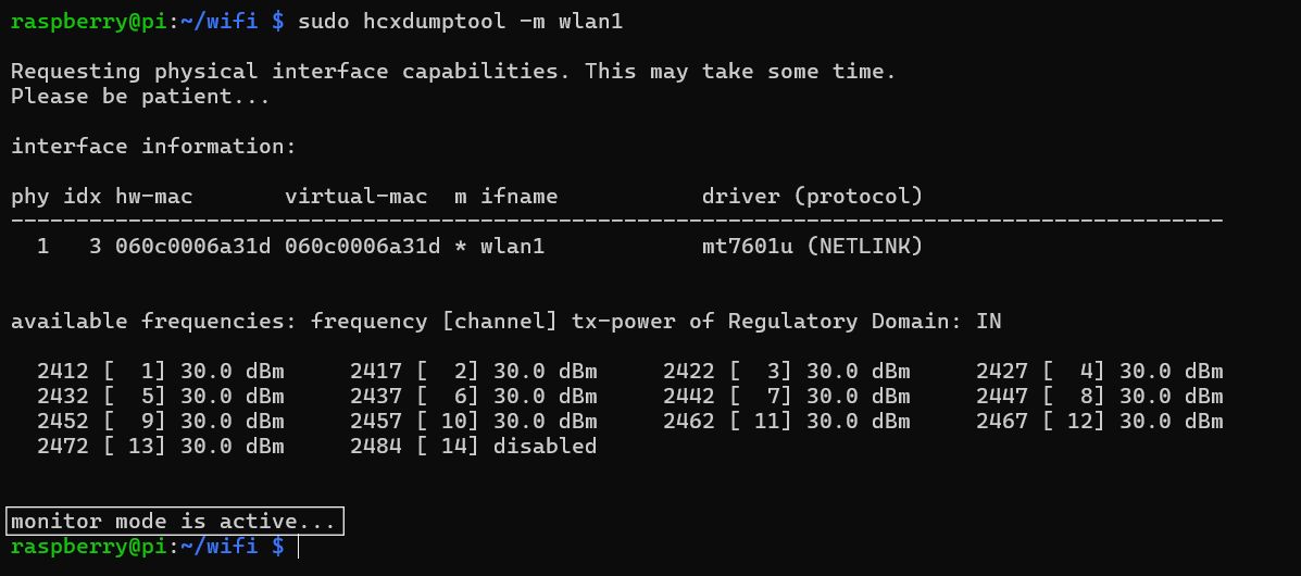 hcxdumptool monitor mode