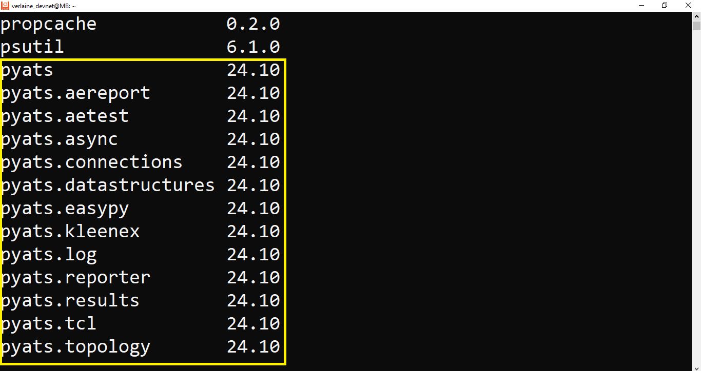 The pyats framework is installed 