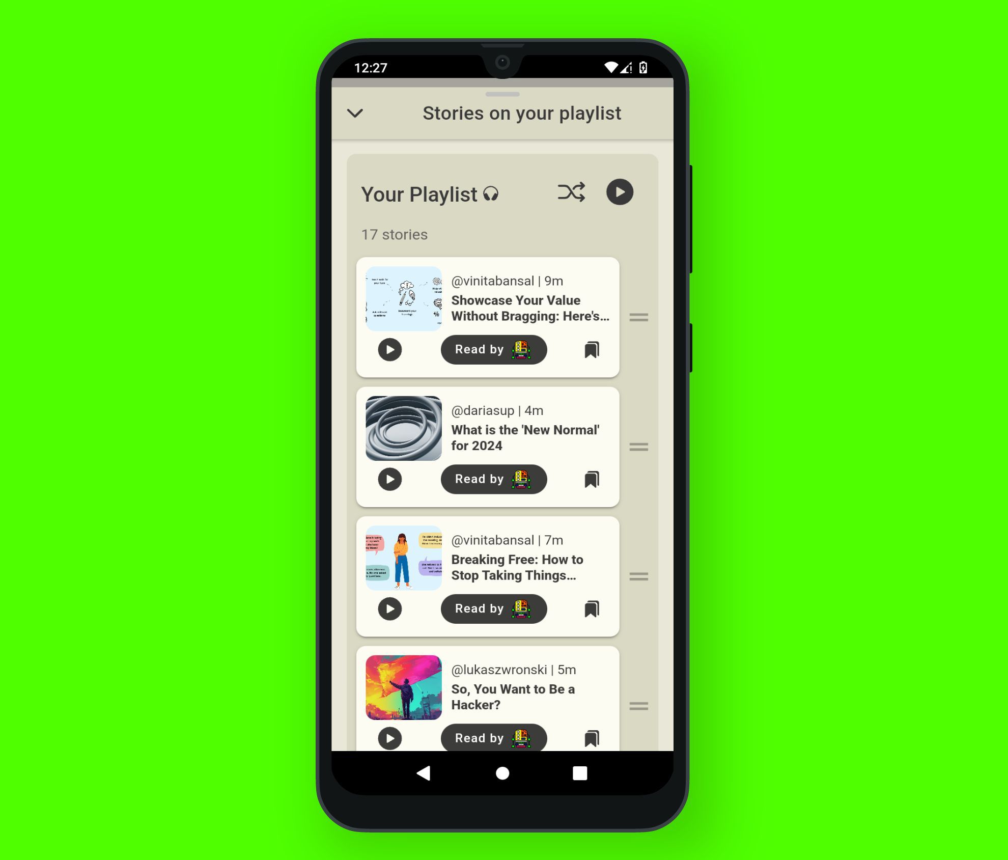 Dragging lists on HackerNoon Mobile App