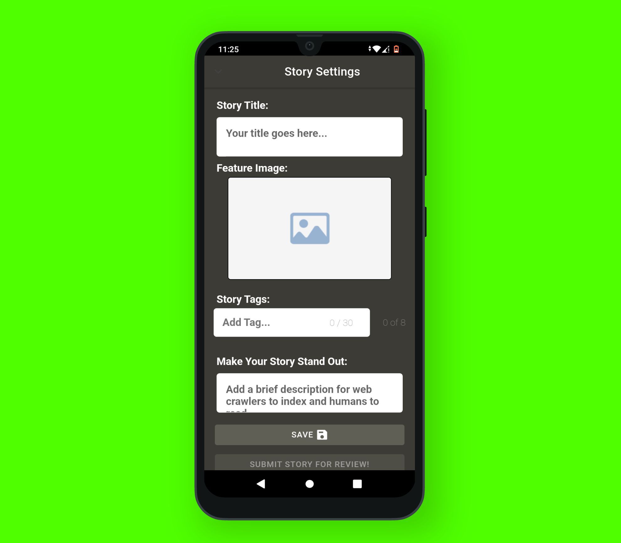 The HackerNoon App's writing interface.