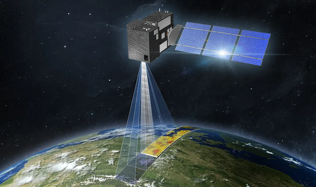 An illustration of CO2M satellite.
