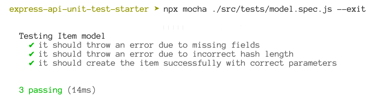Unit testing mongoose models