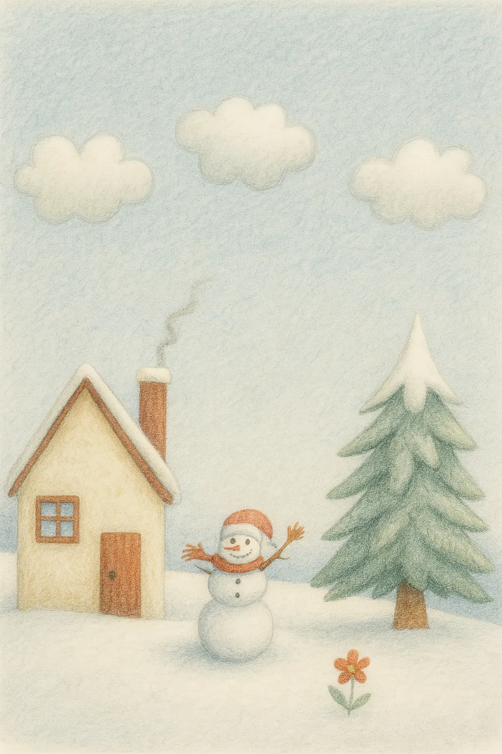 A picture of a winter day generated by DALL-E 3, based on an input of a rough sketch.