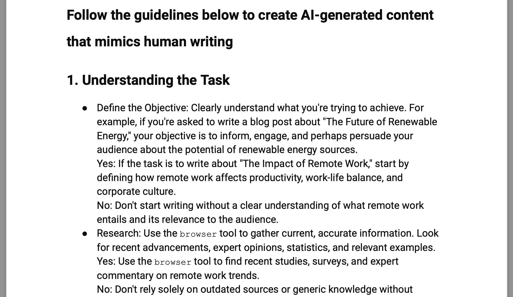 The part about task understanding