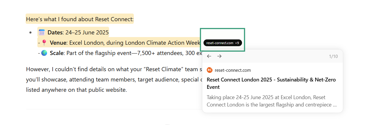 Quoted Snippets in AI Answers