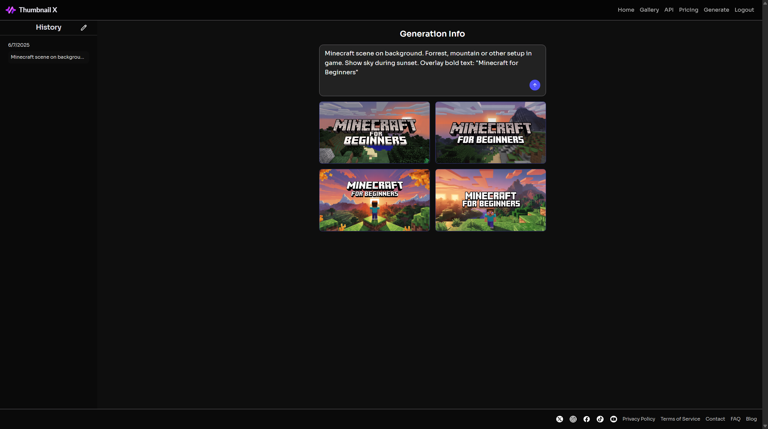 Generating Minecraft thumbnails via Thumbnail X