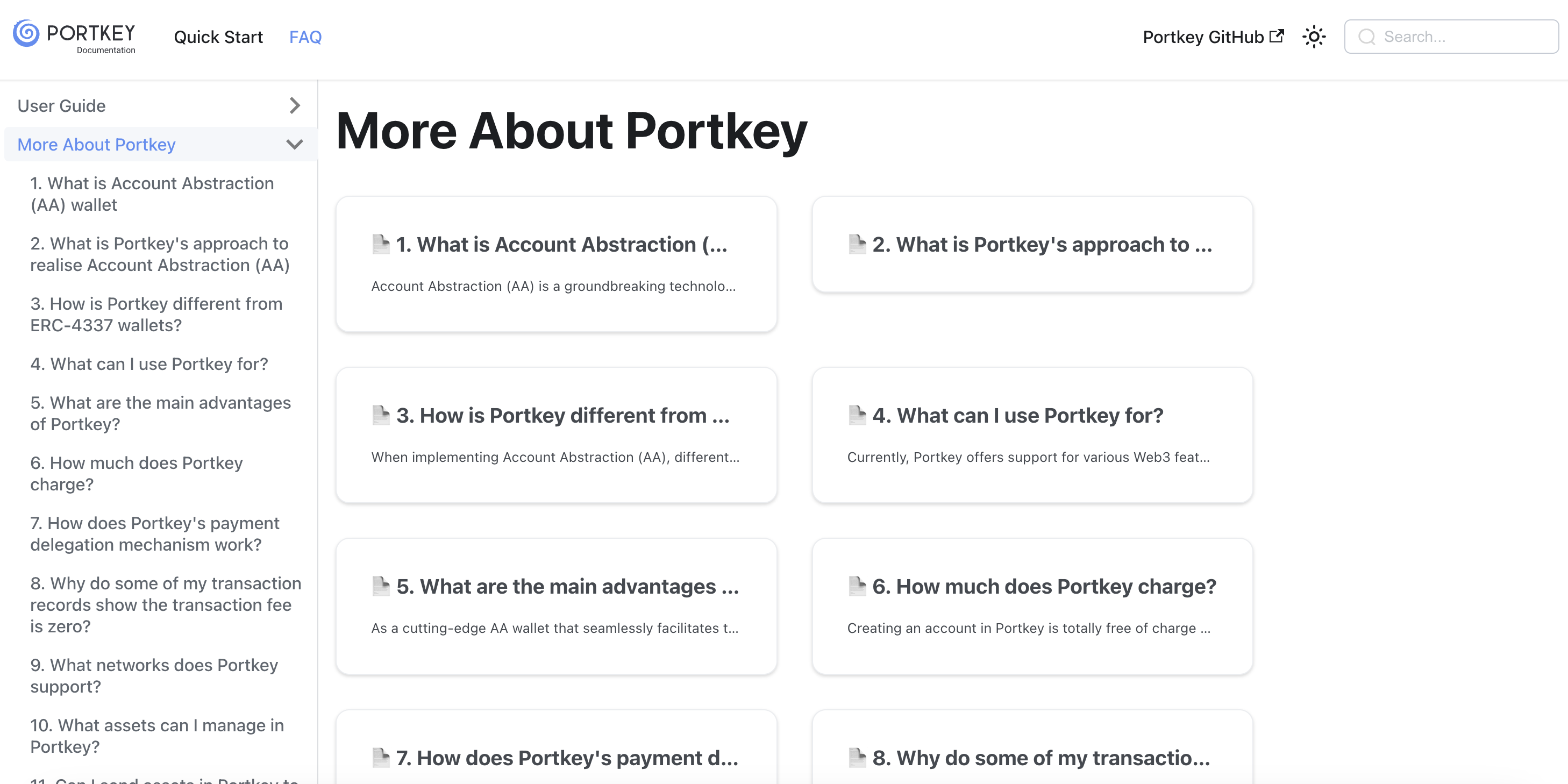 Portkey wallet's FAQ page