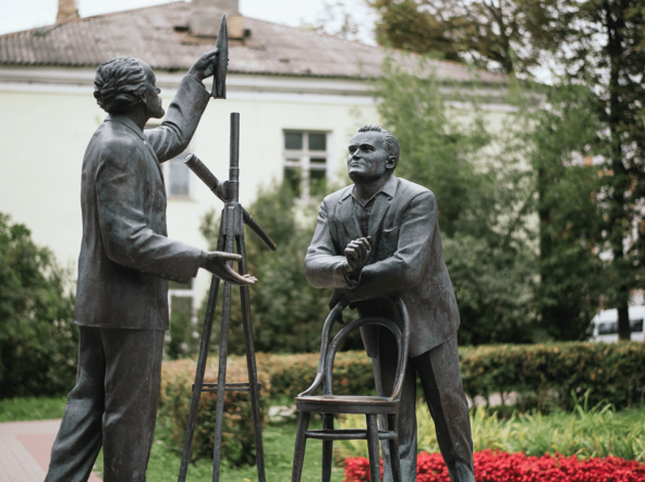 Monument in honor of the meeting between Korolev and Tsiolkovsky