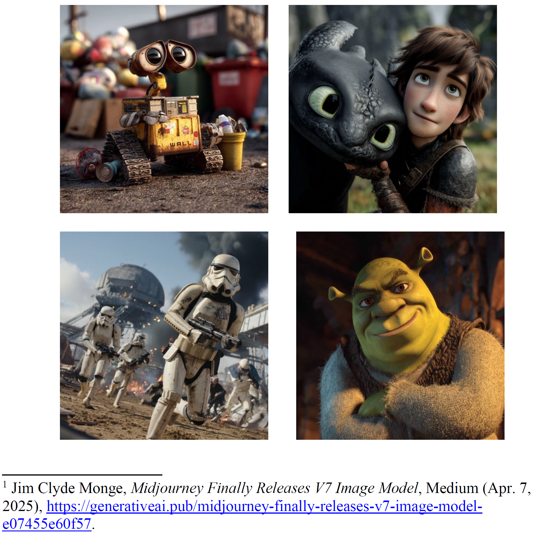 Examples of Midjourney's infringing content from the Disney-NBCU-v-Midjourney lawsuit