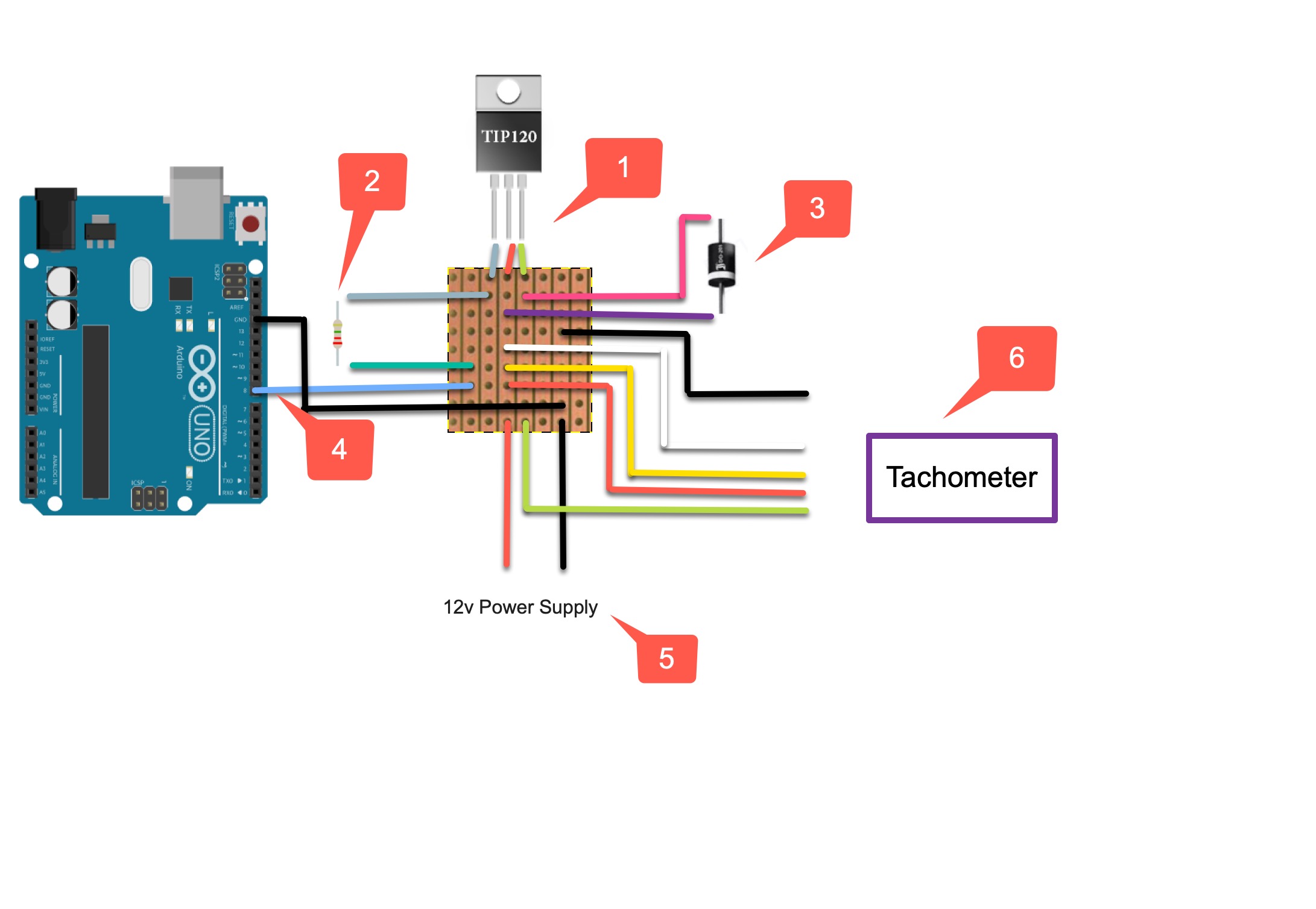 DIY Tachometer Complete Wiring Diagram